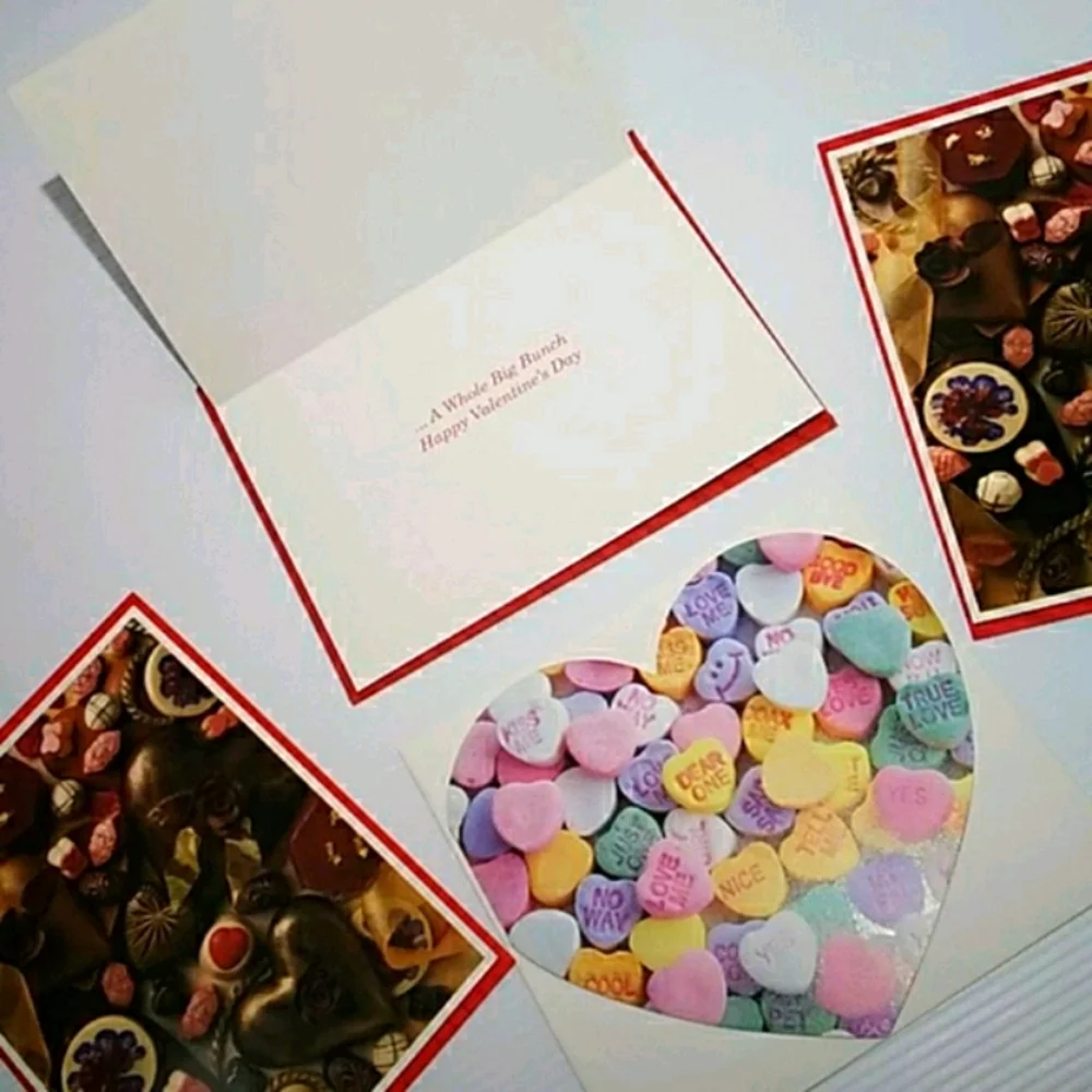 Vintage 90s Valentine Cards Victorian Valentines Floral Heart Candy Box 5 pc set